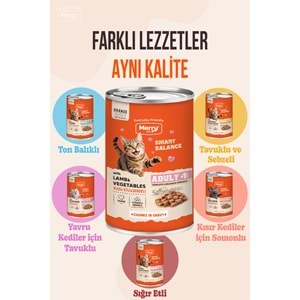 Merry Tavuklu Ve Sebzeli Yetişkin Kedi Konserve Yaş Mama Konserve 400 Gr X 12 Adet
