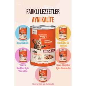 Merry Sığır Etli Yetişkin Kedi Konserve Yaş Mama Konserve 400 Gr X 12 Adet