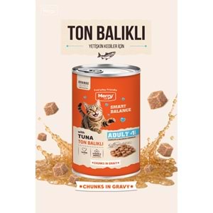 Merry Ton Balıklı Yetişkin Kedi Konserve Yaş Mama Konserve 400 Gr X 12 Adet