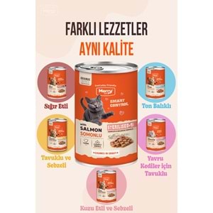 Merry Somonlu Sterilised Yetişkin Kedi Konserve 400 Gr X 12 Adet