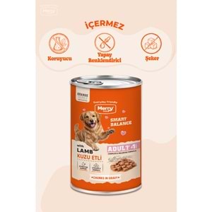 Merry Kuzu Etli Yetişkin Köpek Konserve 400 Gr X 12 Adet