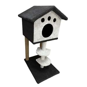 Yüksek Çatılı İki Basamaklı Kedi Evi