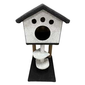 Yüksek Çatılı İki Basamaklı Kedi Evi