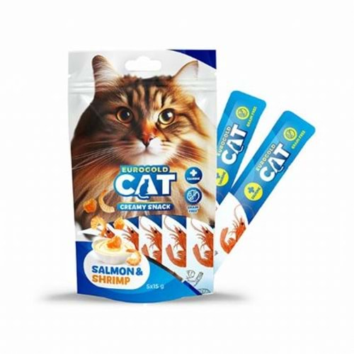 EuroGold Cat Sıvı Kedi Ödülü Somon - Karides 5x15Gr 12li