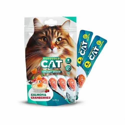 EuroGold Cat Sıvı Kedi Ödülü Somon - Kızılcık 5x15Gr 12li