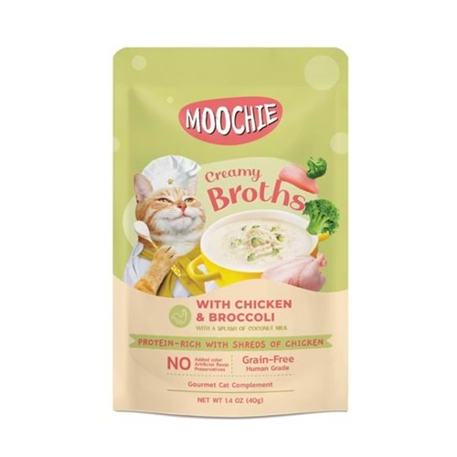 Moochie Çorba Kedi Ödülü Tavuk-Brokoli 16x40 Gr