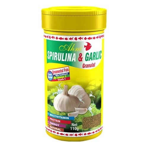 AHM Spirulina Garlic Granulat Balık Yemi 100 ML