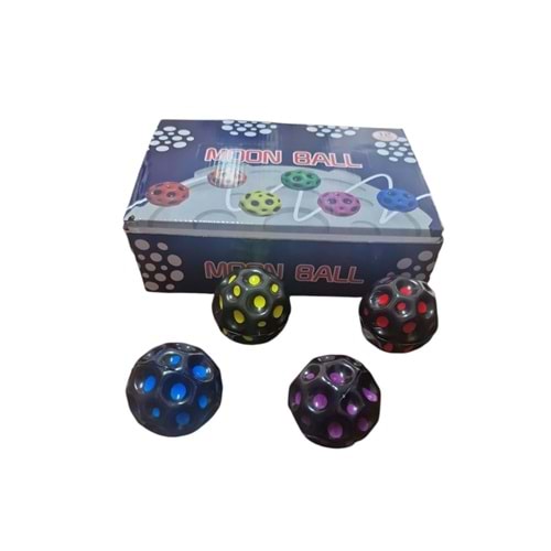 12 li Sert Sünger Top Oyuncak (Moon Ball) Renkli Noktalı Siyah