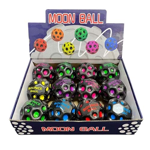 12 li Sert Sünger Top Oyuncak (Moon Ball) Renkli Noktalı Siyah