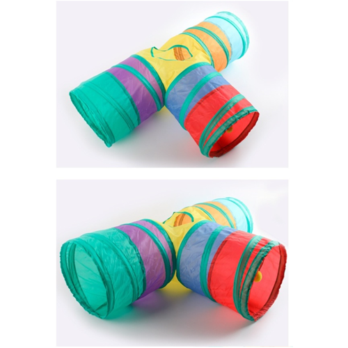 Üç Çıkışlı T Şeklinde Renkli Kedi Tüneli