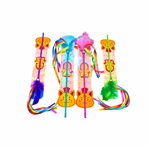 Tüylü ve Şeritli Kedi Oyuncak Olta