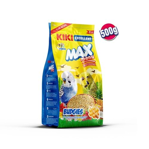 KIKI Excellent Kuş Max Menu Budgies Ballı Muhabbet Kuşu Yemi 500 gr. 12 Adet (Kutu) KB301B12