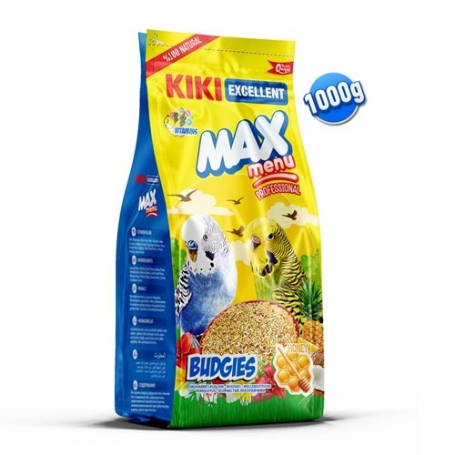 KIKI Excellent Kuş Max Menu Budgies Ballı Muhabbet Kuşu Yemi 1000 gr. 8 Adet (Kutu) KB302B8