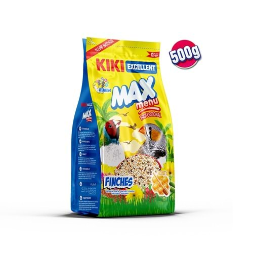 KIKI Excellent Kuş Max Menu Finches Tropikal Finç Yemi 500 gr. 12 Adet (Kutu) KB310B12