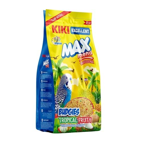 KIKI Excellent Kuş Max Menu Budgies Tropical Fruity Tropikal Meyveli Muhabbet Kuşu Yemi 500 gr. 12 Adet (Kutu) KB313B12