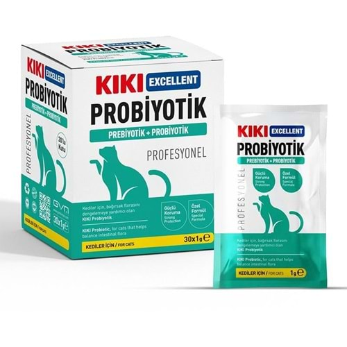 KIKI Excellent Kedi Probiyotik + Prebiyotik Saşe 1 gr. 30 Adet (Kutu) KC111B30