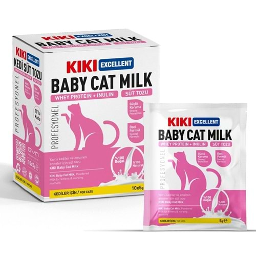 KIKI Excellent Kedi Süt Tozu Saşe (Whey Protein + İnülin) 5 gr. 10 Adet (Kutu) KC112B10