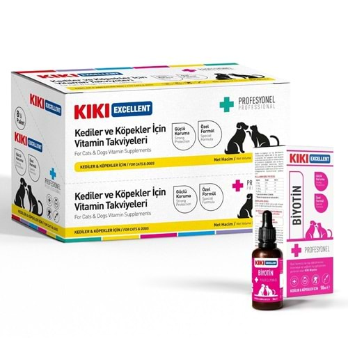 KIKI Excellent Kedi & Köpek Biyotin 50 ml. 8 Adet (Kutu) KCD104B8