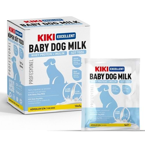 KIKI Excellent Köpek Süt Tozu Saşe (Whey Protein + İnülin) 5 gr. 10 Adet (Kutu) KD112B10