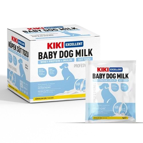 KIKI Excellent Köpek Süt Tozu Saşe (Whey Protein + İnülin) 5 gr. 30 Adet (Kutu) KD112B30