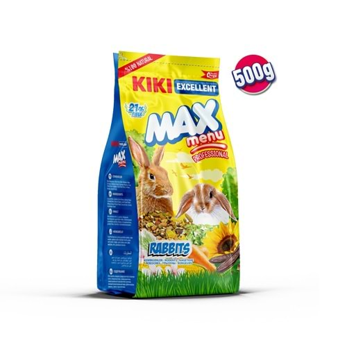 KIKI Excellent Kemirgen Max Menu Rabbits Tavşan Yemi 500 gr. 12 Adet (Kutu) KG301B12