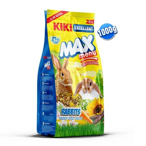 KIKI Excellent Kemirgen Max Menu Rabbits Tavşan Yemi 1000 gr. 8 Adet (Kutu) KG302B8