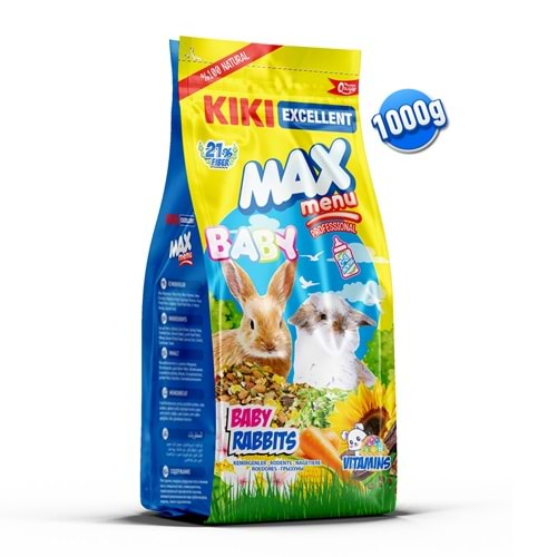 KIKI Excellent Kemirgen Max Menu Baby Rabbits Yavru Tavşan Yemi 1000 gr. 8 Adet (Kutu) KG304B8