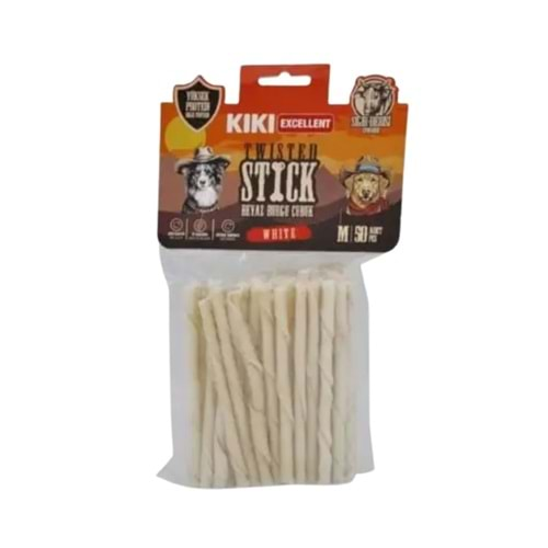 Kiki Excellent White Twisted Stick (Beyaz Burgu Çubuk) M - 50 ADET