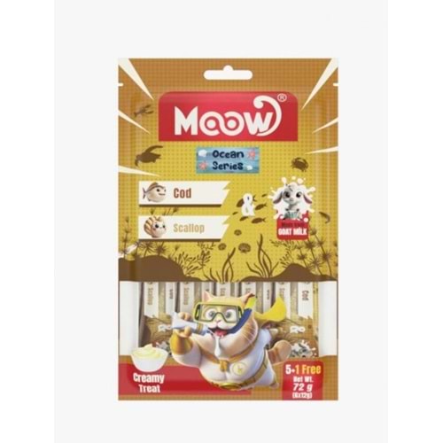 Moow Morina Balıklı Keçi Sütlü 12gr x 6 12 li Kedi Krema Ödülü