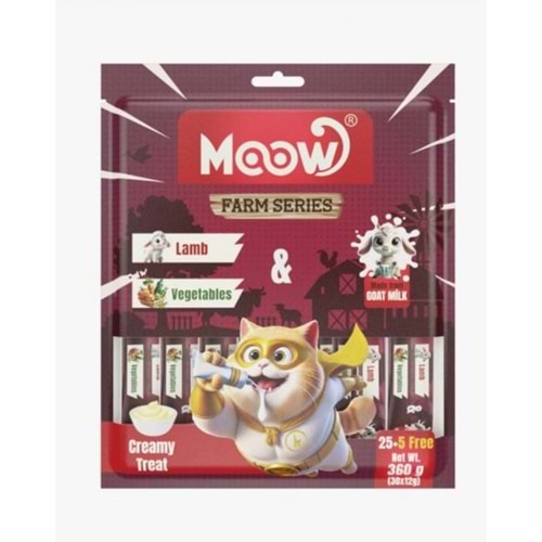 Moow Kuzu Etli&Sebzeli Keçi Sütlü 12gr x 30' lu Kedi Krema Ödülü