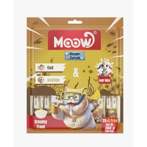 Moow Morina Balıklı&Deniz Taraklı Keçi Sütlü 12gr x 30'lu Kedi Krema Ödülü