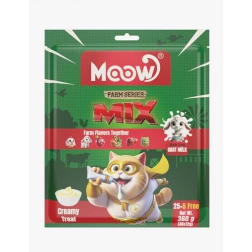 Moow Karışık 6 Lezzetli Çiftlik Serisi Keçi Sütlü 12gr x 30' lu Kedi Krema Ödülü