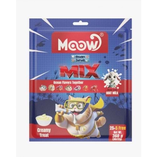 Moow Karışık 7 Lezzetli Okyanus Serisi Keçi Sütlü 12gr x 30' lu Kedi Krema Ödülü