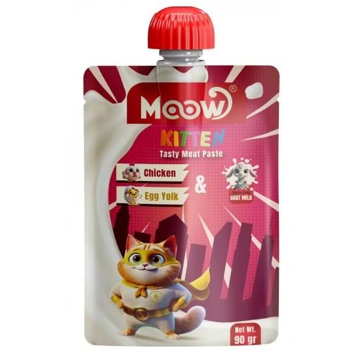 Moow Taze Tavuklu&Yumurta Sarılı Keçi Sütlü Yavru Kedi Et Ezmesi 90gr