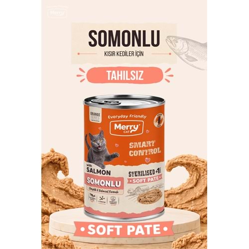 Merry Kısır Kedi Ezme Konserve 400 gr Tahılsız Somonlu 12 li