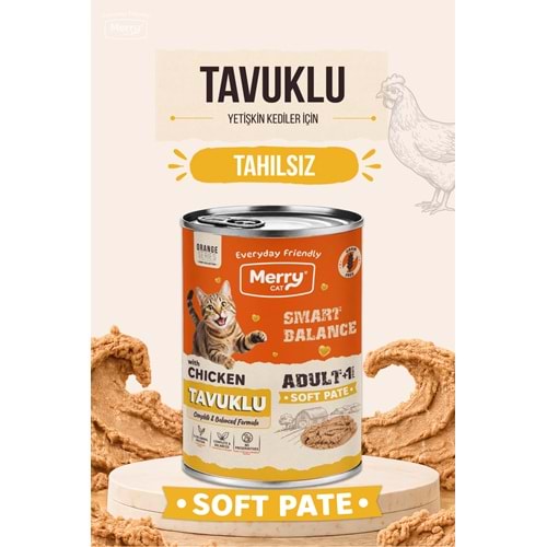 Merry Yetişkin Kedi Ezme Konserve 400 gr Tahılsız Tavuklu 12 li