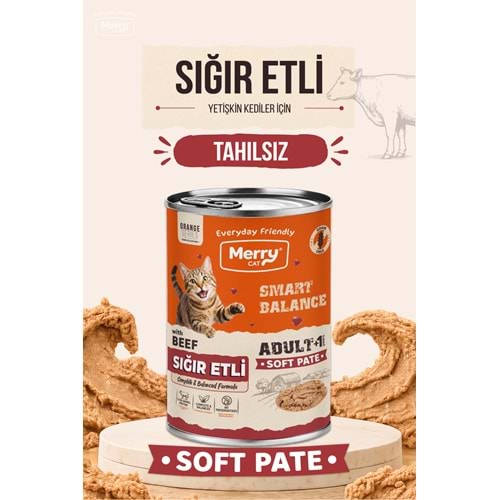 Merry Yetişkin Kedi Ezme Konserve 400 gr Tahılsız Sığır Etli 12 li