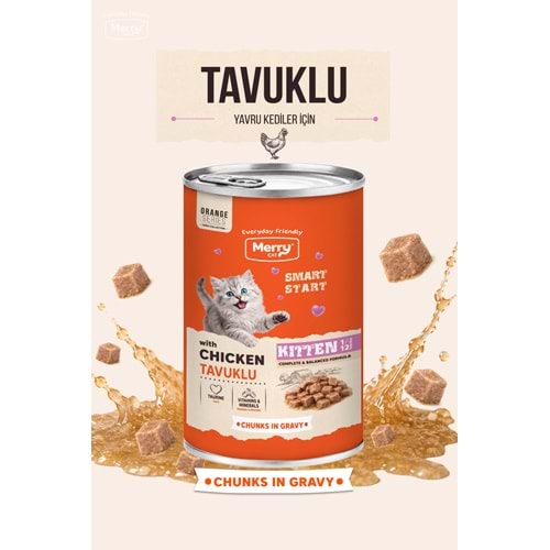 Merry Tavuklu Yavru Kedi Konserve Yaş Mama Konserve 400 Gr X 12 Adet