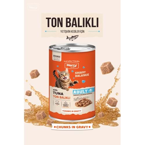 Merry Ton Balıklı Yetişkin Kedi Konserve Yaş Mama Konserve 400 Gr X 12 Adet