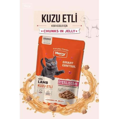 Merry Kısırlaştırılmış Kediler İçin Jöle İçinde Kuzulu Pouch Yaş Kedi Maması 85 g ( 24 lü )