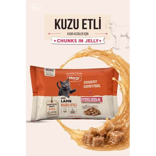 Merry Kısırlaştırılmış Kediler İçin Jöle İçinde Kuzulu Flowpack Pouch 5 x 85 g ( 12 li )