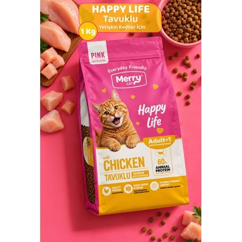 Merry Cat Pink Yetişkin Kedi Tavuklu Kuru Kedi Maması 12x1kg