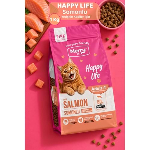 Merry Cat Pink Yetişkin Kedi Somonlu Kuru Kedi Maması 12x1kg