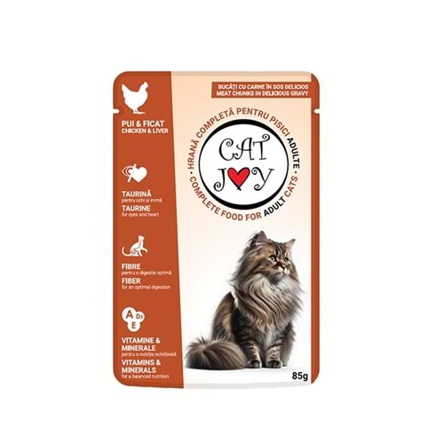 CAT JOY Tavuk & Ciğerli Kedi Pouch 85 Gr. 24 lü