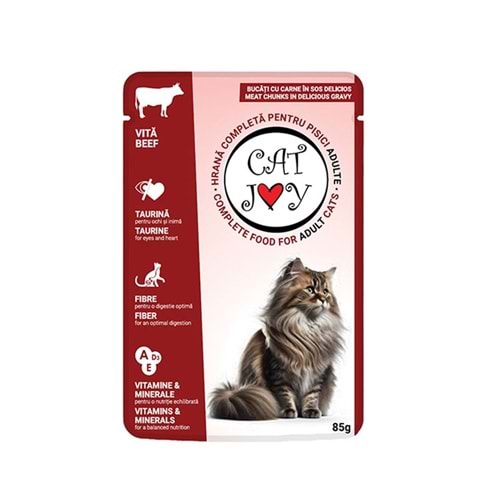 CAT JOY Biftekli Yetişkin Kedi Pouch 85 Gr. 24 lü