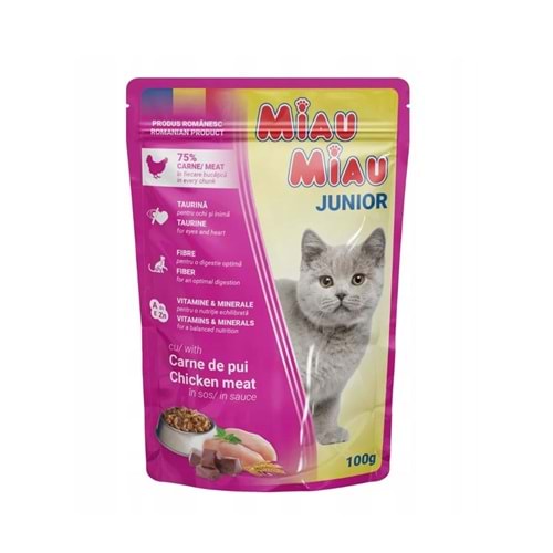 Miau Miau Kitten Tavuklu Yavru Kedi Pouch 100 Gr. 24lü