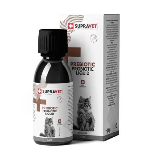 Supravet Probiyotik, Kedi Bağışıklık Güçlendirici Sıvı Probiyotik + Prebiyotik Takviyesi 100 ml