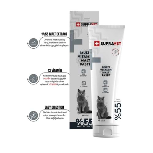 Supravet Kediler için Taurinli Multi Vitamin Kedi Macunu 100 gr ( EXTRA MALT )