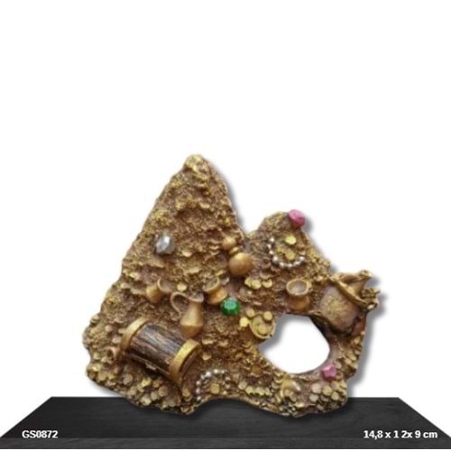 GS0872 Hazine Sandıklı Akvaryum Dekoru 14,8x12x9 cm 235 Gr