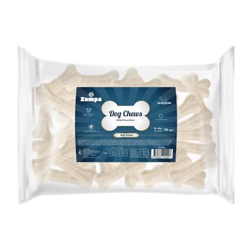 Zampa Beyaz Press Kemik Köpek Ödülü 30-40 Gr 50 Li (Dc4447)